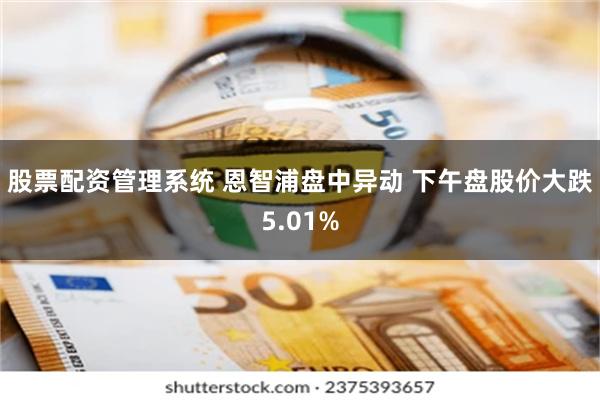 股票配资管理系统 恩智浦盘中异动 下午盘股价大跌5.01%